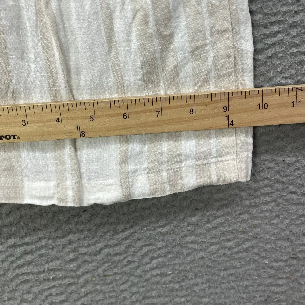 H&M‎ Linen Blend Pants Womens Large Tan White Striped Drawstring Straight Boho